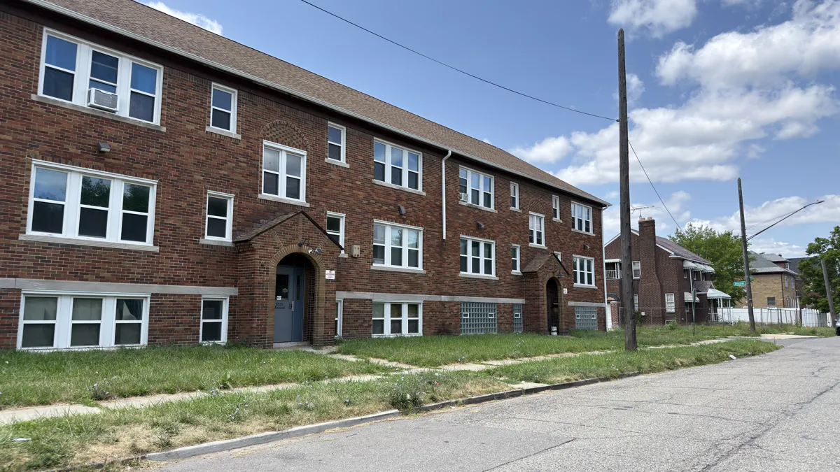 8525, 8535 & 8545 Maxwell St — 8535 building, brick exterior